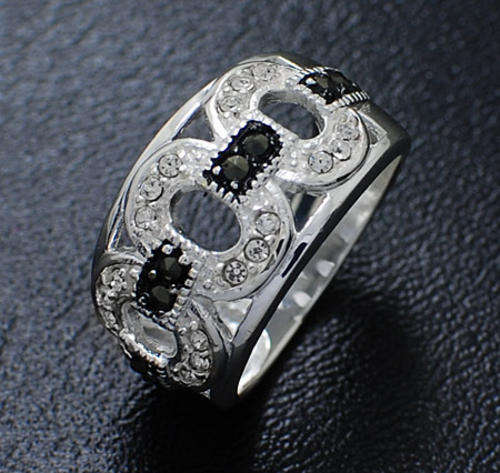 Breathtaking SOLID Sterling Silver Margazette Dress Ring - Size 9