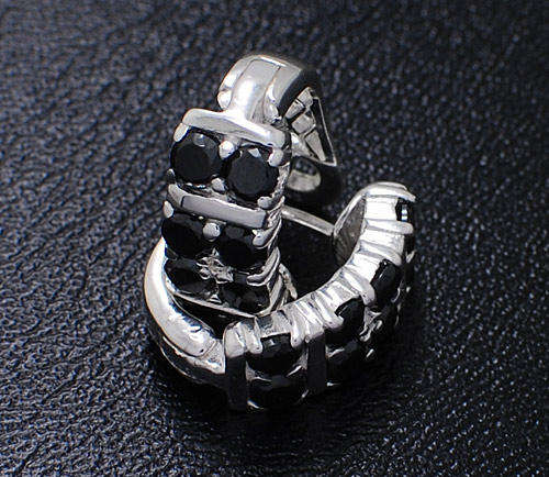 WOW!!! Black simulated Diamond SOLID sterling Silver huggie earrings