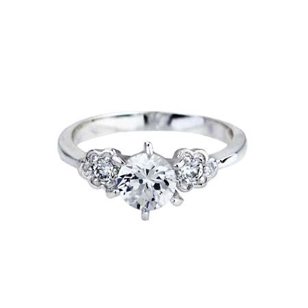 Classic Solitaire and accent Simulated Diamond ring - Size 8