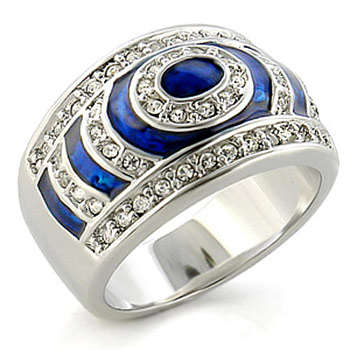 Platinum finish simulated diamond ring - Size 8