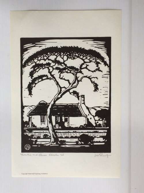J.H. Pierneef - "Thorntree and House Silverton Tol"