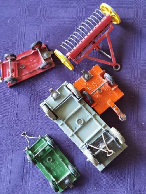 Dinky farm trailers and hay rake. R 50 per piece to start