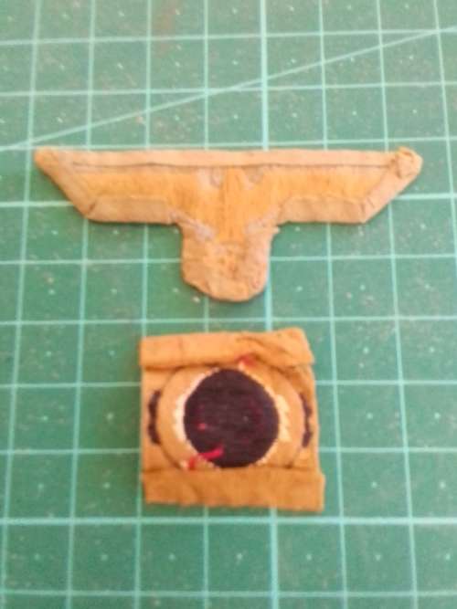 WW 2 Original German Africa Korps Cloth Cap Badges.