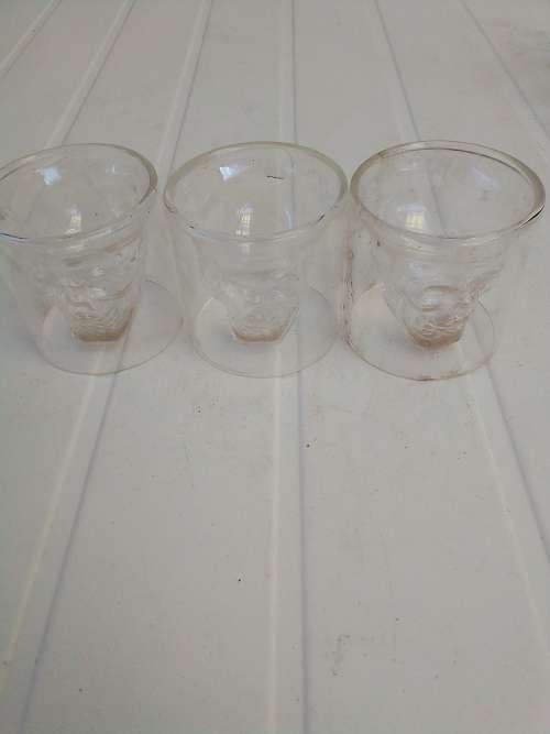 SKULL SHAPED BOTTLE AND GLASSES