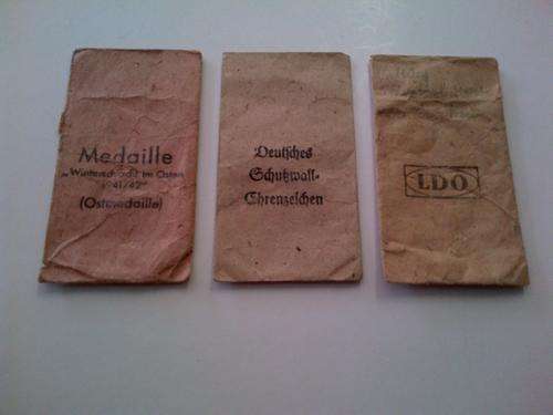 German ww2 3 x medal issuing envelopes