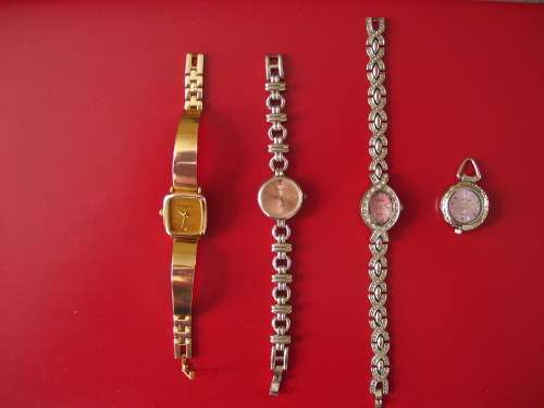 4x Ladies watches. 1x Michel Herbelin, 1x Fossil ,1x Justin, 1x Diva pocket watch.