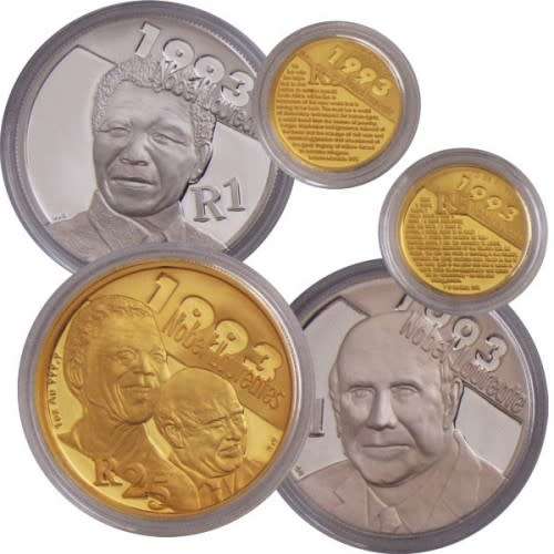 2007 Protea Proof Set - Mandela & De Klerk - Gold & Silver