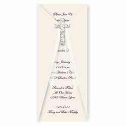 Personalised Cross Christening Invitation with Pre Printed envelope