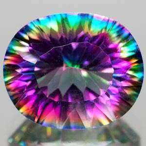 Concave Cut 5.02Cts Oval Natural Rainbow Mystic Quartz -