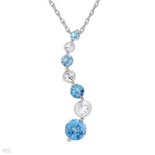Real Charming White Gold Necklace With 0.80ctw Genuine Topazes.