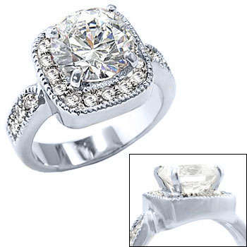 Size 5 Highest Quality Non Tarnishing Rhodium Plated Womens Ring with Simulated Diamonds