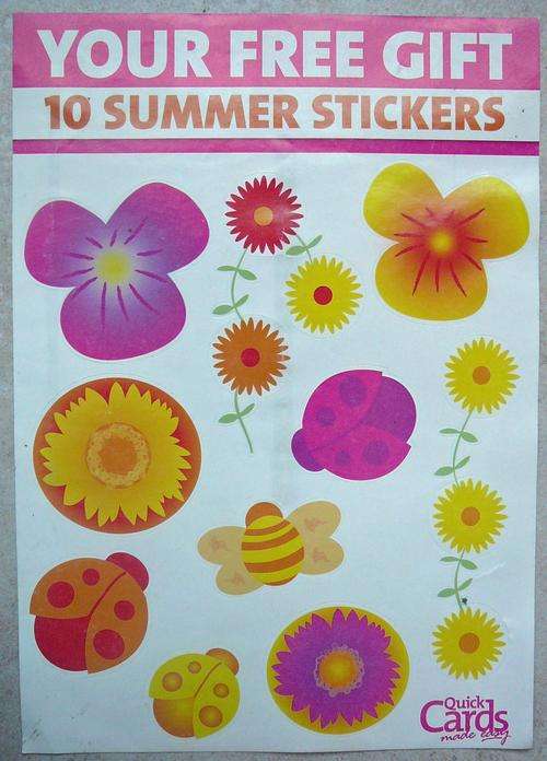 1 SHEET WITH 10 SUMMER STICKERS