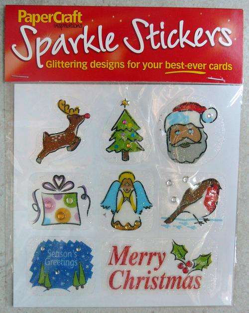1 SHEET WITH 8 SPARKLE CHRISTMAS STICKERS