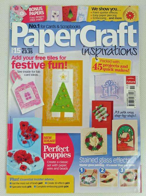 PAPERCRAFT INSPIRATIONS MAGAZINE NO 15 WITH CHRISTMAS MOTIF TILES - CLOSING DOWN SALE!