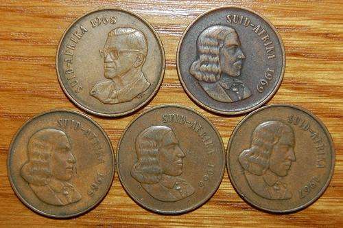 " Lot of 1960's Afrikaans 2 Cent Coins "