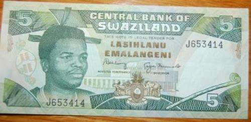 !!! SWAZILAND 5 EMALANGENI Note in used Condition !!!