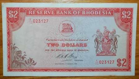 !!! Rhodesian 2 Dollar Note March 1975 !!!