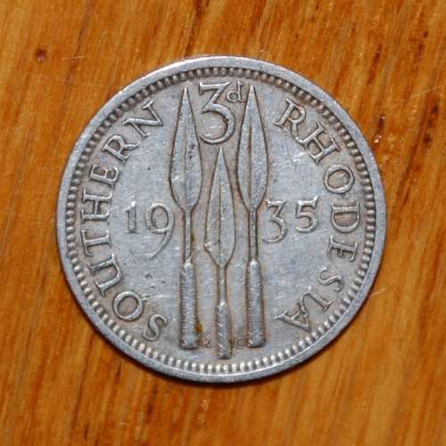 ` Southern Rhodesia 3 Pence 1935 `