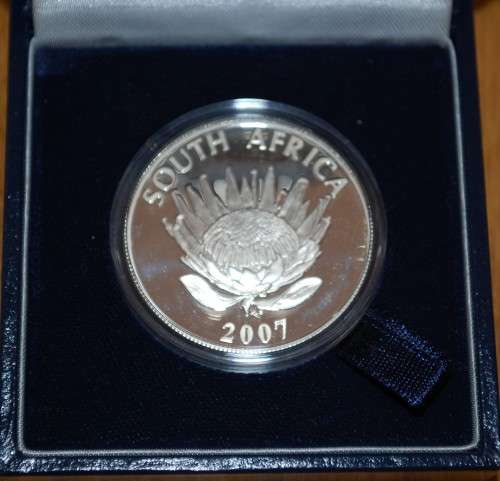 ` 1Oz Silver  - 2007 De Klerk Protea Proof 1 Rand `