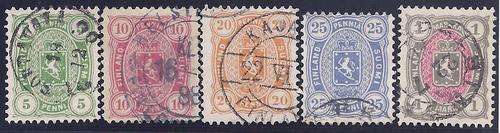 Finland 1895: Good group of 5 between SG 97/105. Fine used. R 300. See below.