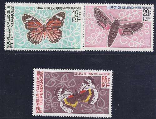 NEW CALEDONIA: SCARCE 1967 AIR/BUTTERFLY SET OF 3 MNH/FM. SG 34/6 . R 500  - SEE BELOW
