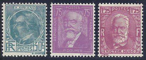 France 1933 Scarce set of 3 fine mint/MNH. SG 516/8. CV R 2000. See below.