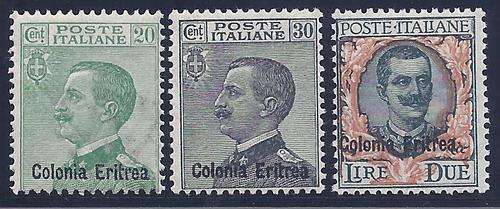 Eritrea 1925 mint set of 3. SG 96/8. CV R 2200. See below.