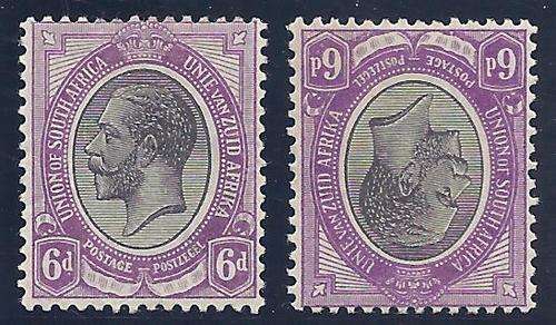 Union Kings Head 6d upright and inverted watermarks mint. SACC 10,10c.