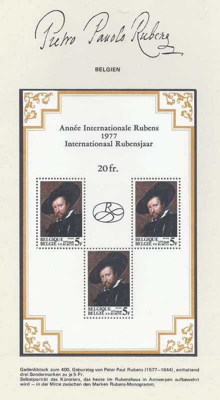 Rubens 400 years series m/sheet superb MNH. Belgium. See below.