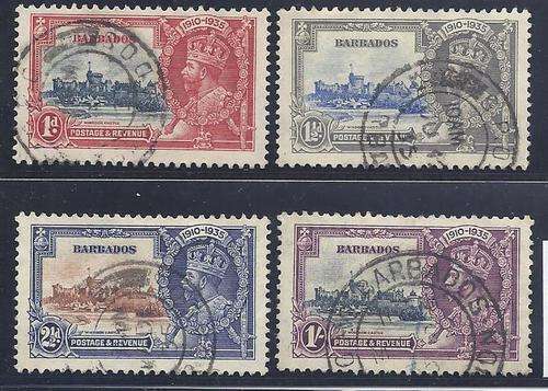 Barbados 1935 set of 4 fine used. SG 241/4. CV R 800 See below.