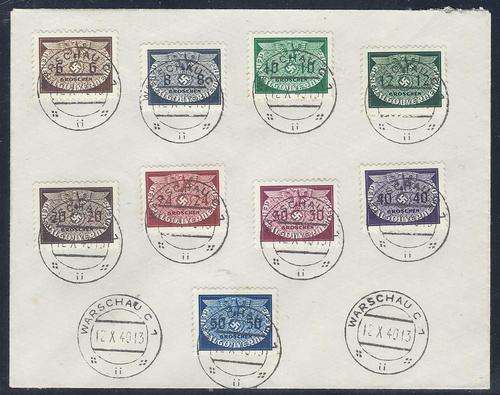 Germany (Occupied Poland) 1940 Official set of 9 on cover.  See below.