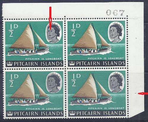 Pitcairn Islands: Scarce QE II Block with varieties. Superb MNH. See below.