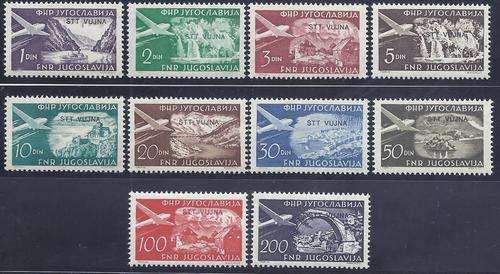 Trieste Zone B 1954 Set of 10 to 200d Superb MNH. SG B108/17. CV R 480. See below.
