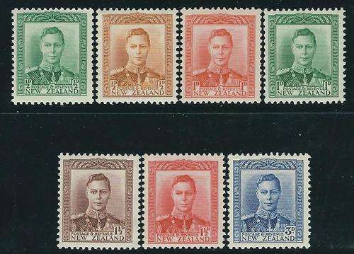 New Zealand 1938 George VI set of 7 Superb MNH. SG 603/9. CV R 820. See Below.