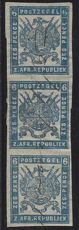Transvaal 1869 SACC 2 very fine used/manuscript cancellation. CV R 15,000.  See below.