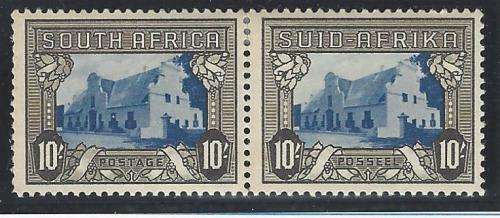 Union 1939 10/- blue & blackish-brown `Cloudless sky` fine mint. SACC 63a/SG 64c. See below.