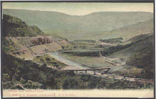 Transvaal: Historic postcard showing famous NZAM circle-back rail line at Waterval Onder. See below.