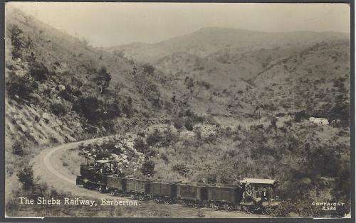 Transvaal: Rare & Historic SHEBA RAILWAY postcard at Barberton. See below.