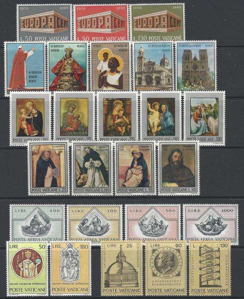 Vatican 1969/74 collection of 20 sets over 3 pages superb MNH. SG between 522/616a. See below.