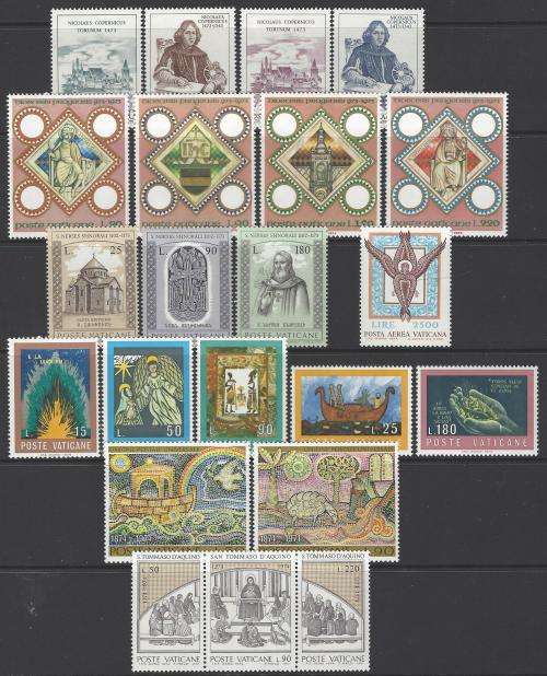 Vatican 1969/74 collection of 20 sets over 3 pages superb MNH. SG between 522/616a. See below.