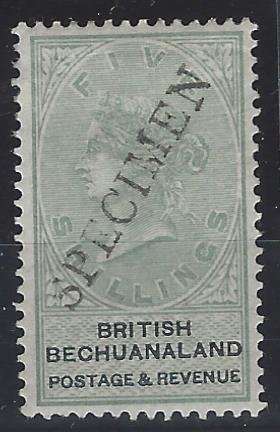 Bechuanaland 1887 Scarce 5S SPECIMEN fine mint. SACC 18S. See below.