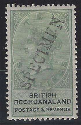 Bechuanaland 1887 Scarce 10S SPECIMEN fine mint. SACC 19S. See below.