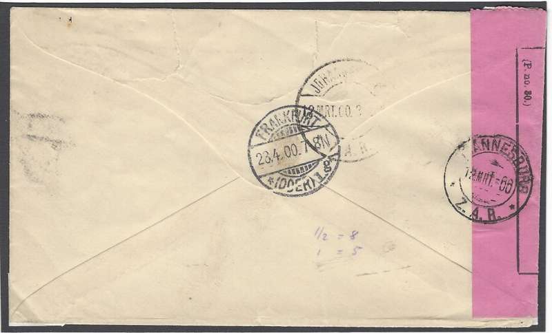 Boer War: 1900 Censor "FREDERIKSSTAD" cover with RARE "SS" spelling. See below.