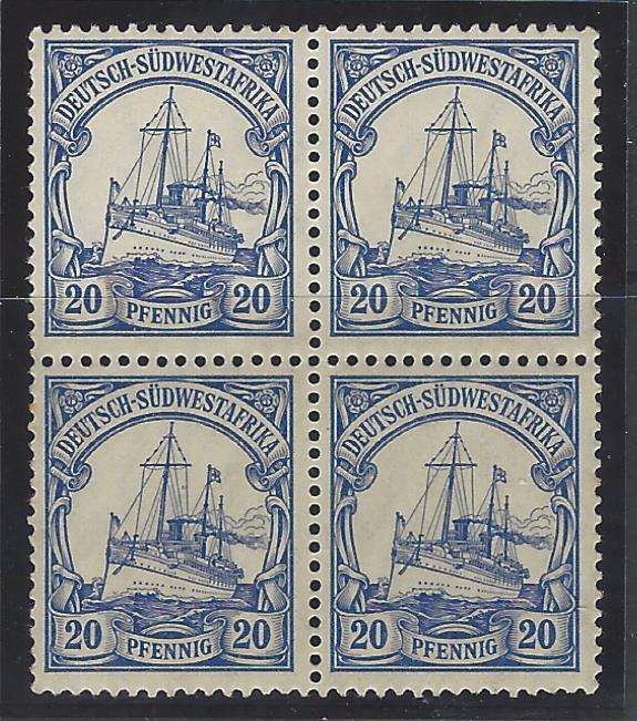 SWA (German) 1906 SACC 29 block superb MNH. See Below.
