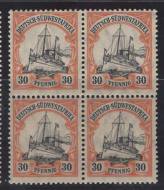 SWA (German) 1913 SACC 30a block superb MNH. See Below.