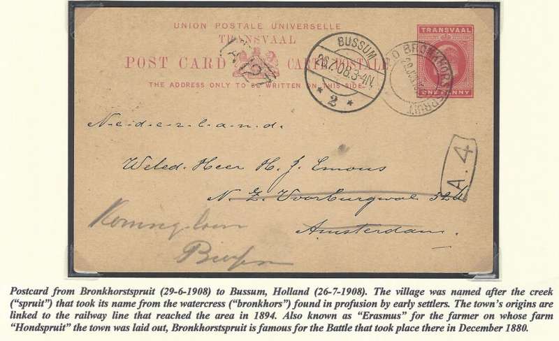 Transvaal Postal Agencies/Post Offices: Unrecorded BRONKHORSTSPRUIT. See below.