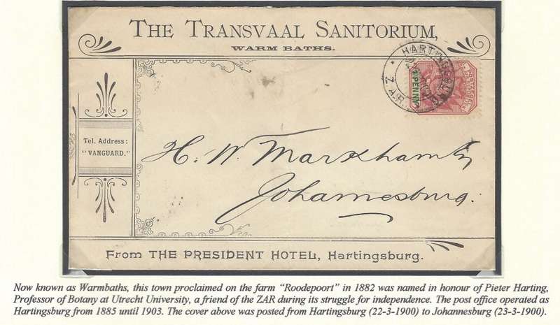 Transvaal Postal Agencies/Post Offices: HARTINGSBURG. See below.