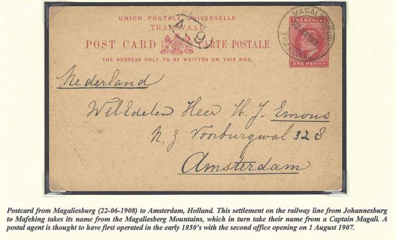 Transvaal Postal Agencies/Post Offices: Earliest MAGALIESBURG 2nd office cds. See below.