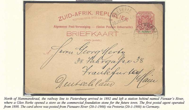 Transvaal Postal Agencies/Post Offices: scarce early PIENAARS RIVIER. See below.