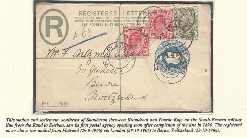 Transvaal Postal Agencies/Post Offices: scarce PLATRAND 2nd office cds. See below.
